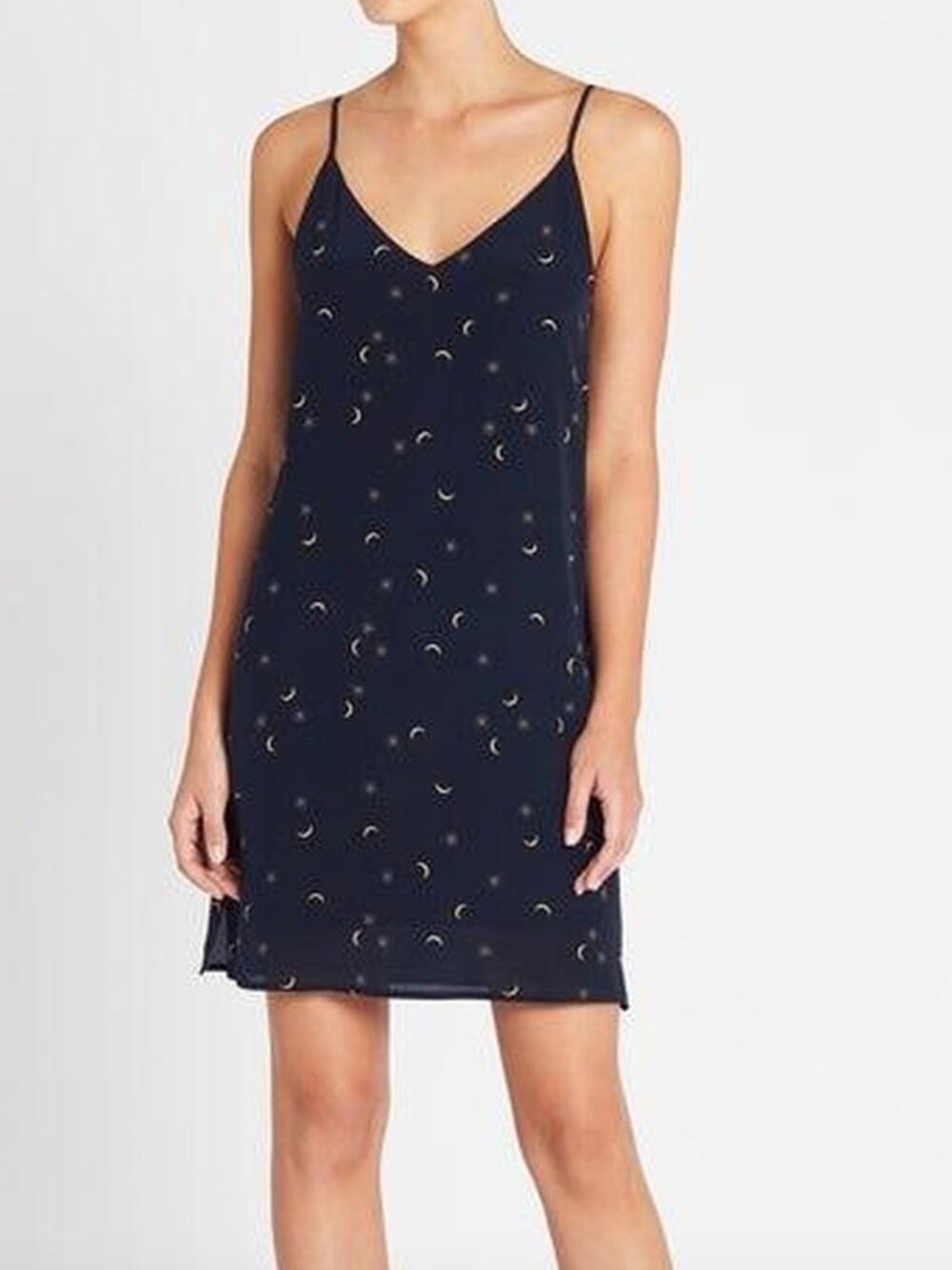Rails Brianna Dress in Navy Crescent Moon 100% Silk Mini Dress-Medium